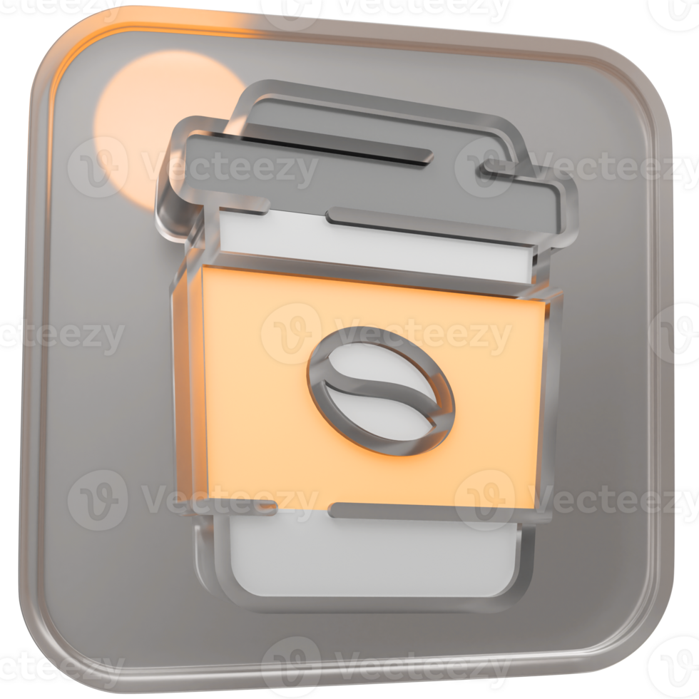 3d Tasse von Kaffee Symbol mit transparent Glas Box und hoch Qualität machen Bild png