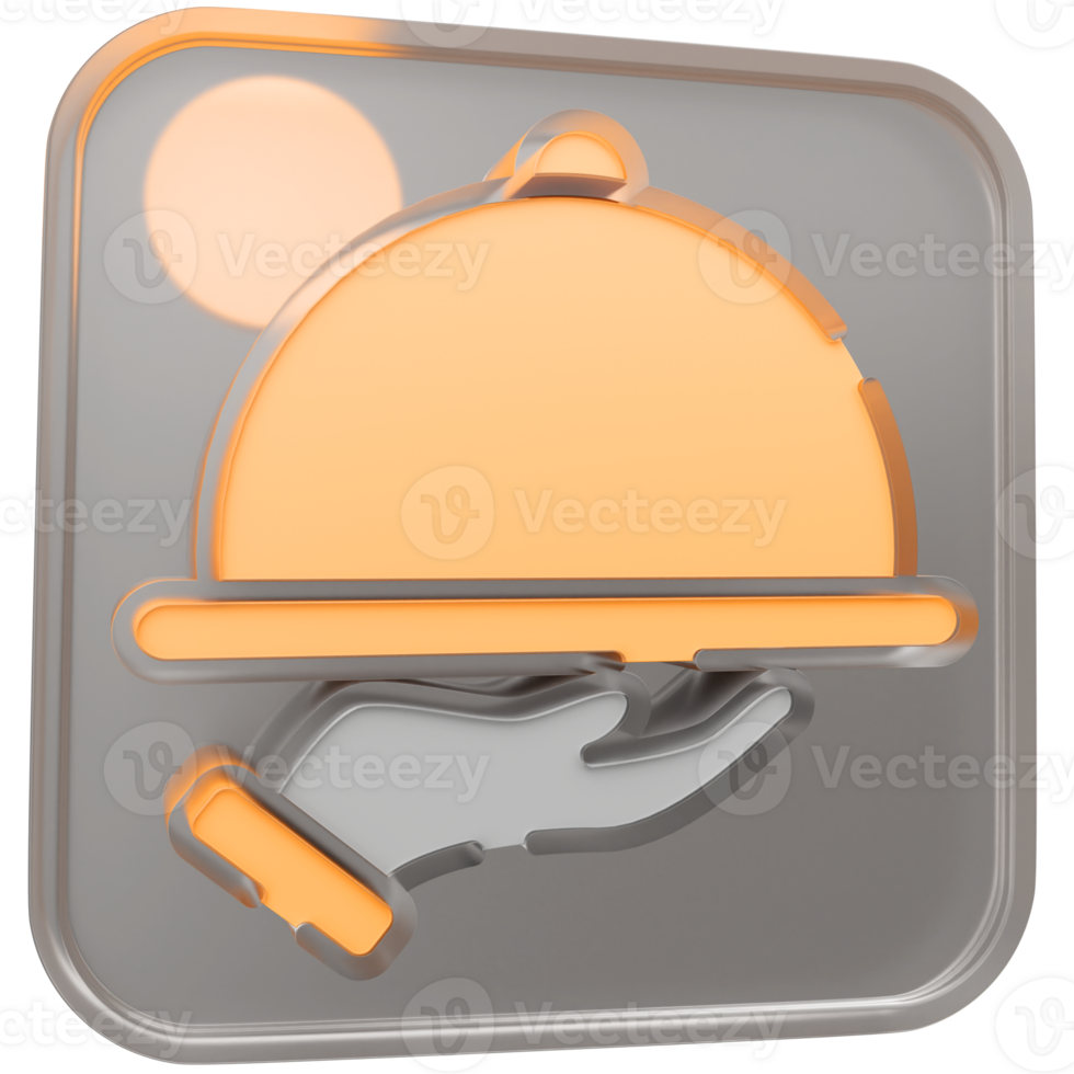 3d hand holding a tray icon with transparent glass box and high quality render image png