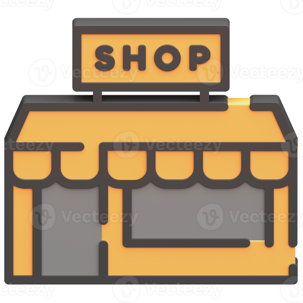 3d store icon with dark theme and high quality render image png