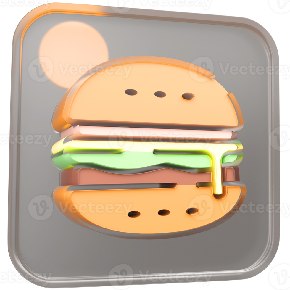 3d Hamburger Symbol mit transparent Glas Box und hoch Qualität machen Bild png