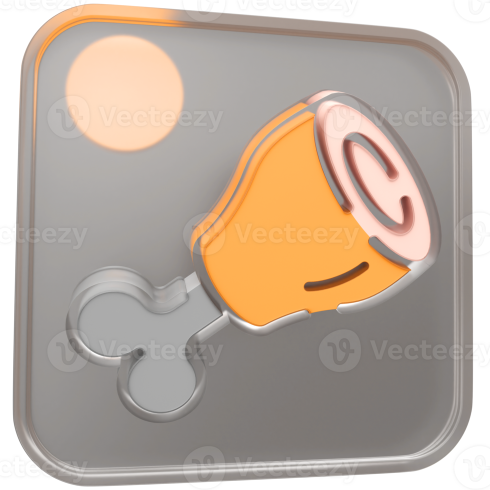 3d fried chicken icon with transparent glass box and high quality render image png