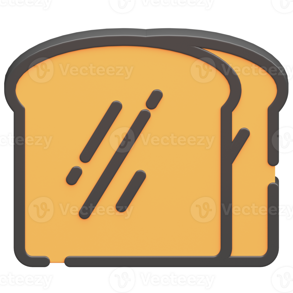 3d bread icon with dark theme and high quality render image png