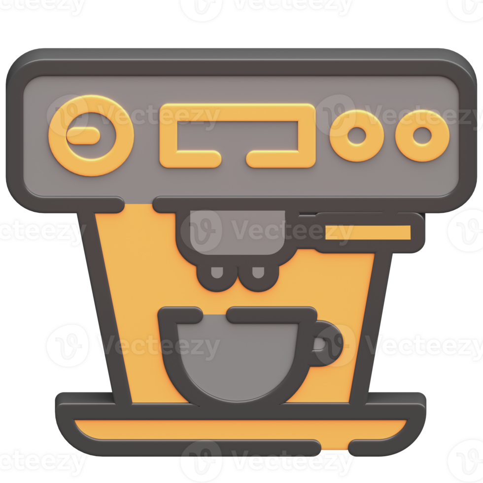 3d coffee maker or expresso maker icon with dark theme and high quality render image png