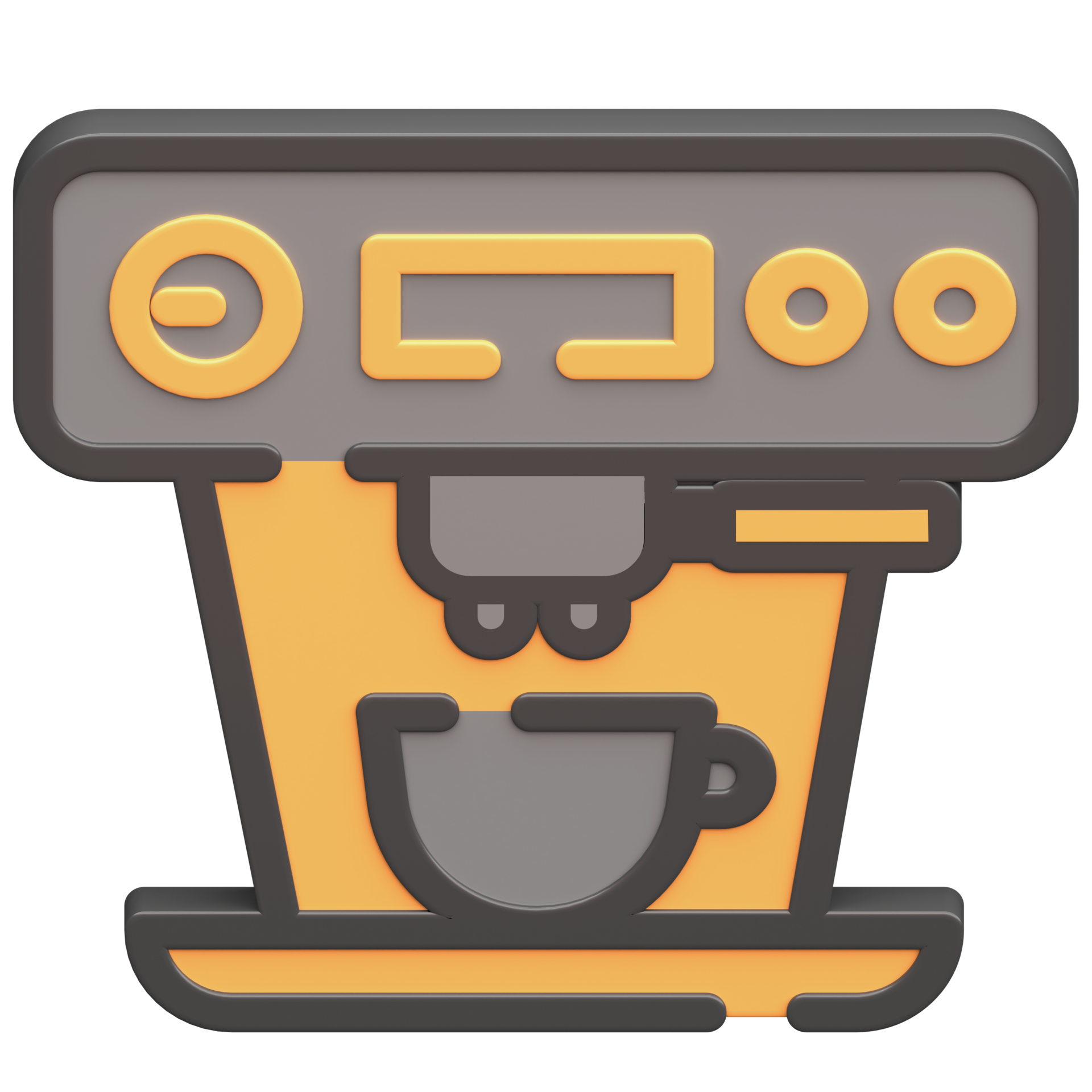 3d coffee maker or expresso maker icon with dark theme and high quality