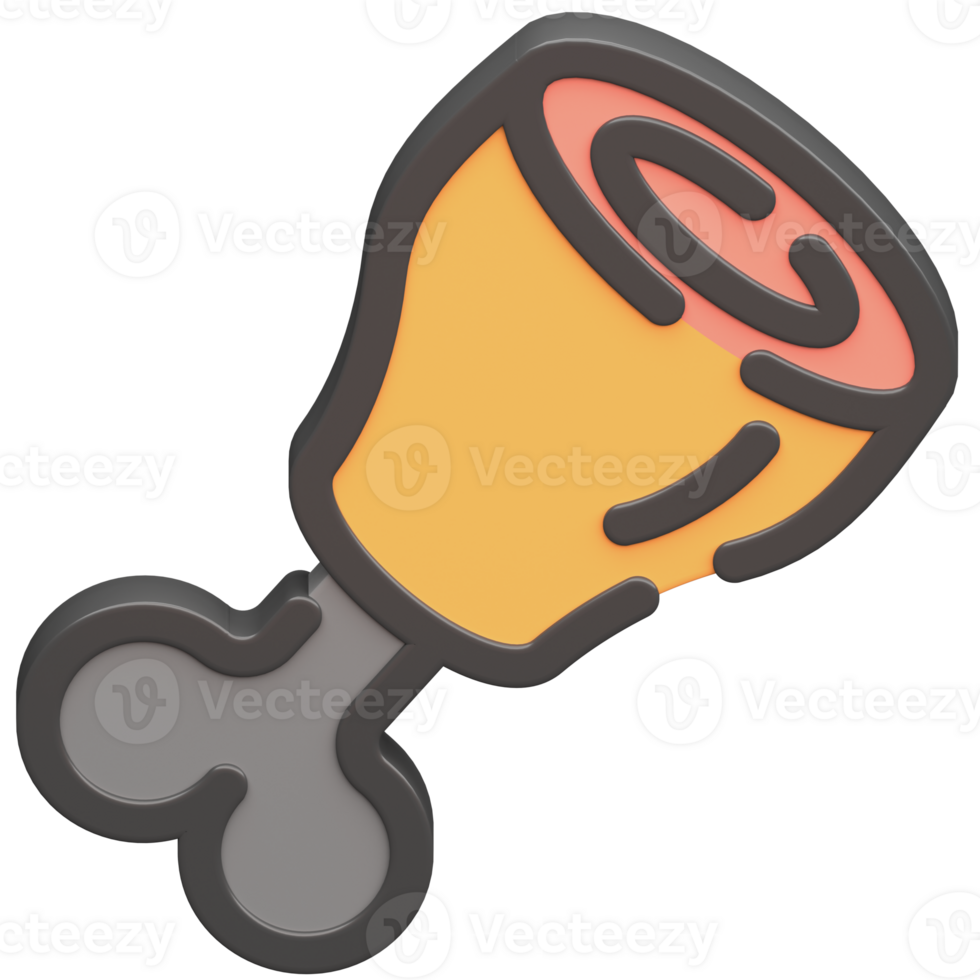 3d fried chicken icon with dark theme and high quality render image png