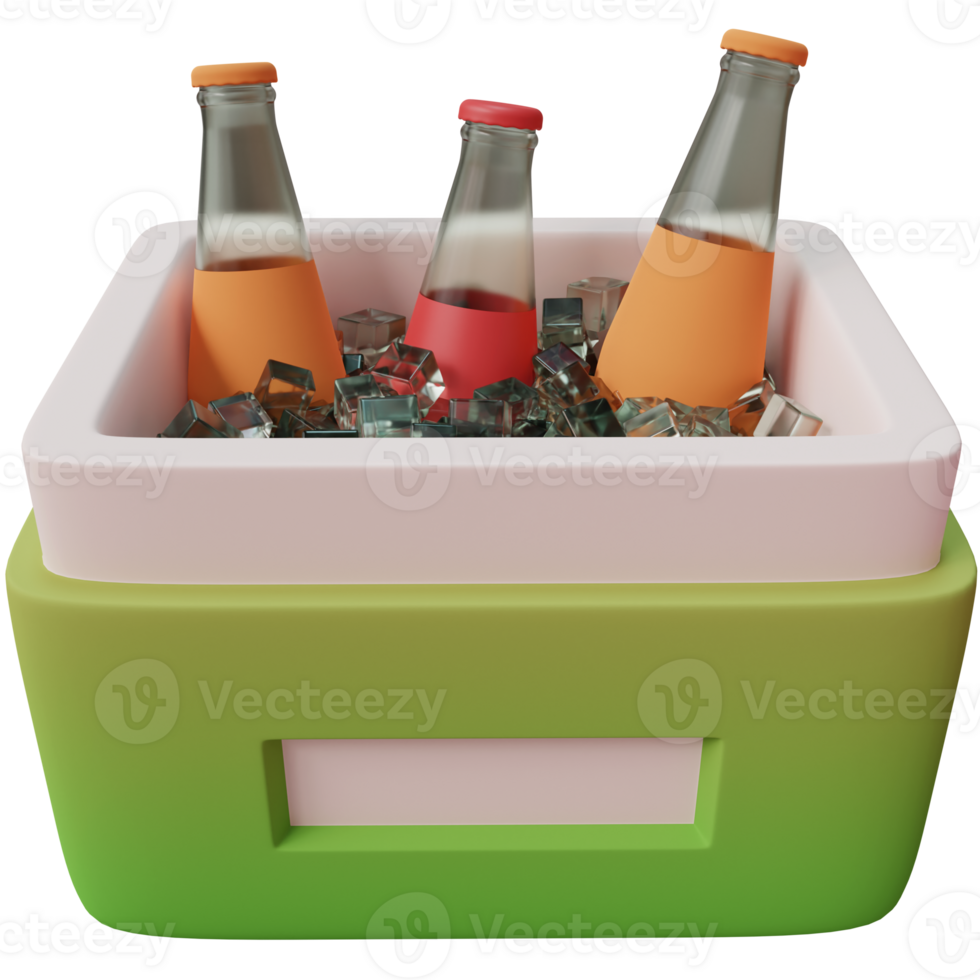 3d ice box with glass bottle png