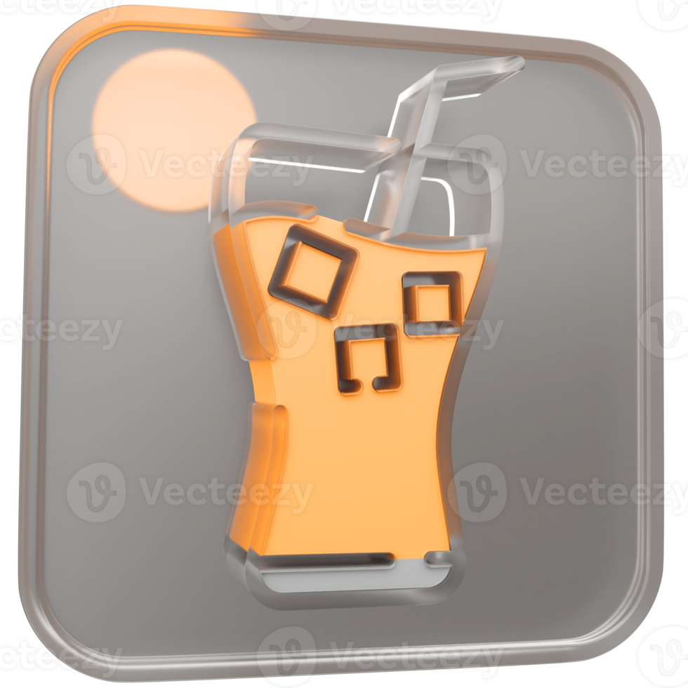 3d juice icon with transparent glass box and high quality render image png