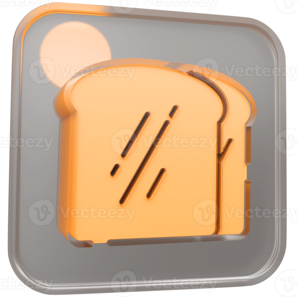 3d bread icon with transparent glass box and high quality render image png