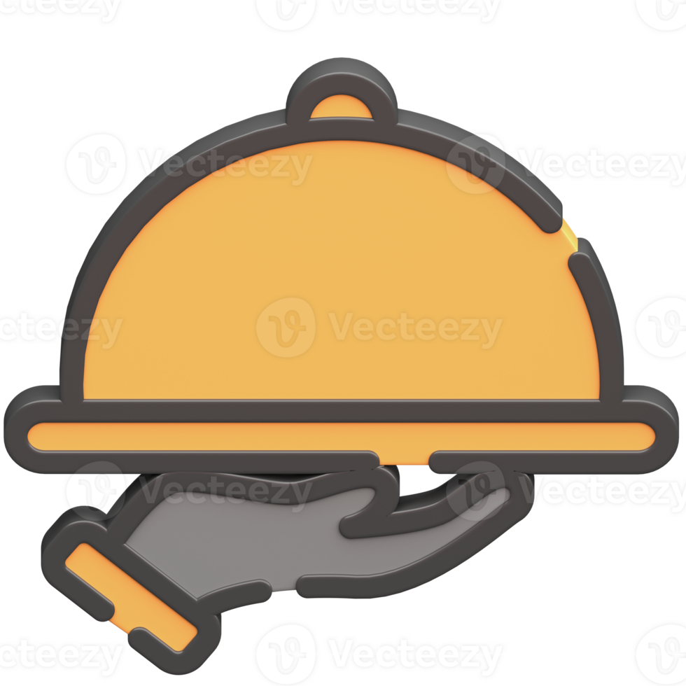 3d hand holding a tray icon with dark theme and high quality render image png