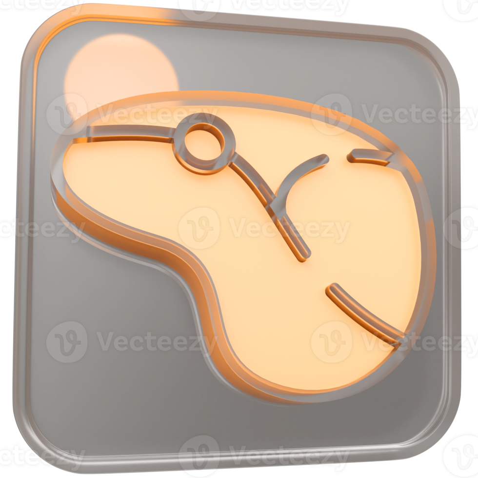 3d Fleisch Symbol mit transparent Glas Box und hoch Qualität machen Bild png