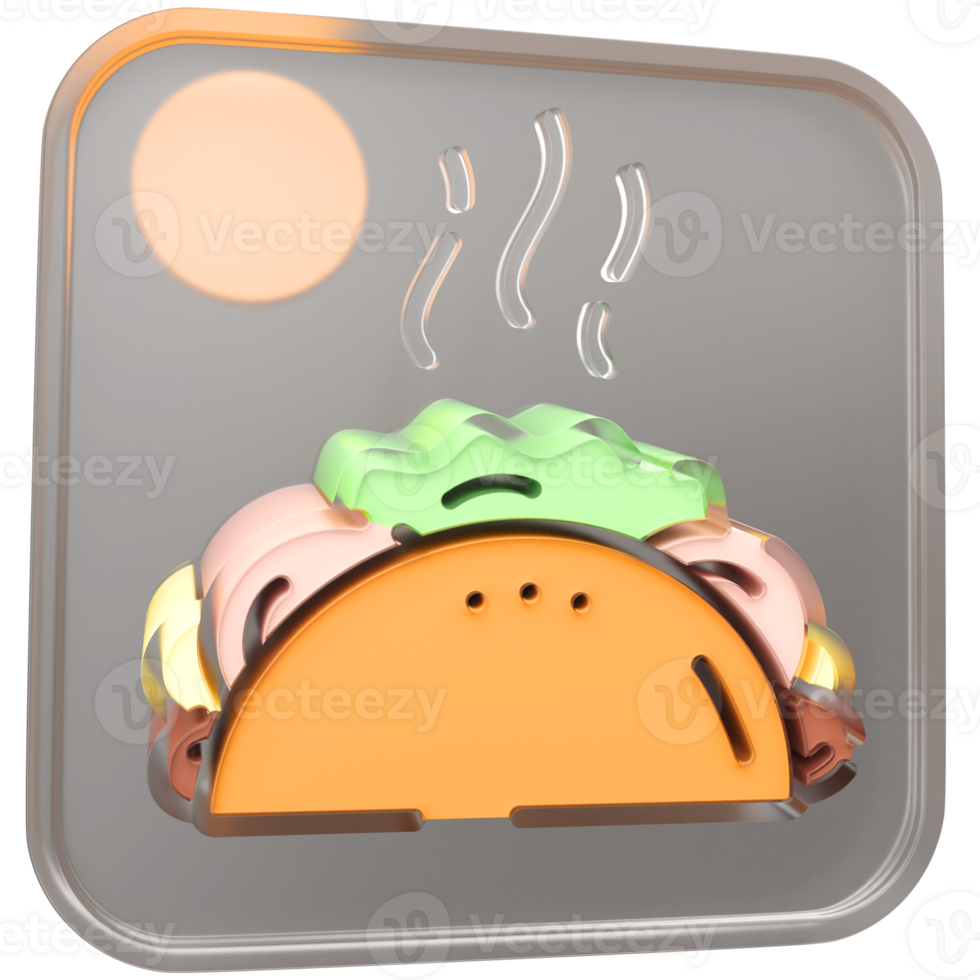 3d sandwich icon with transparent glass box and high quality render image png