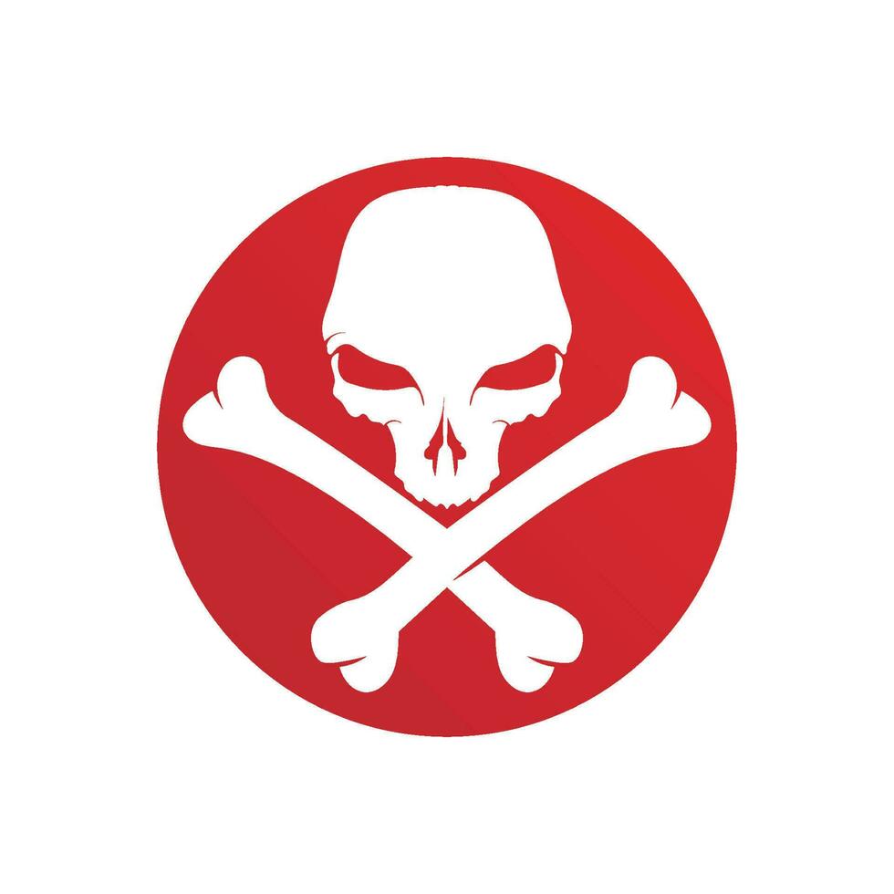 Crossbones death skull, danger or poison flat icon for apps and websites vector