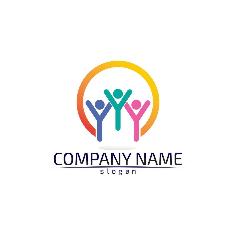 Community Care Logo People Icons In Circle Vector Concept