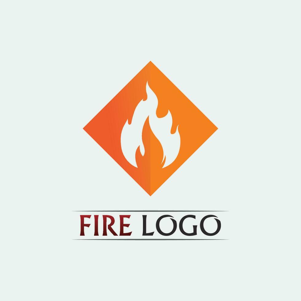 abeto icono y fuego logo diseño vector