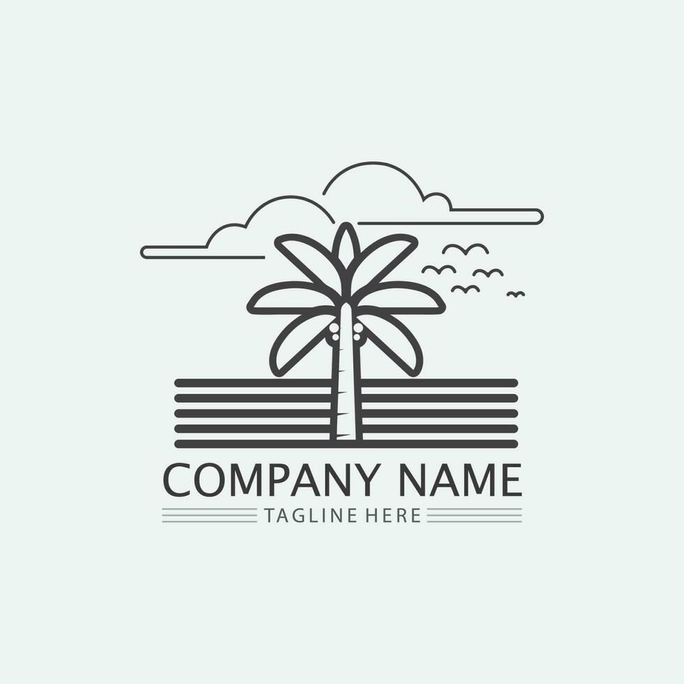 Palm tree summer logo template vector