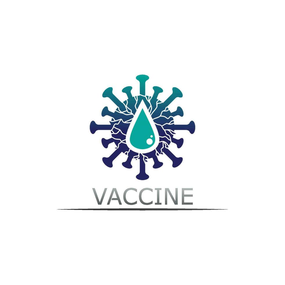 Vaccin logo medical vector antibiotic vaccination virus vaccine, design and illustration for health care