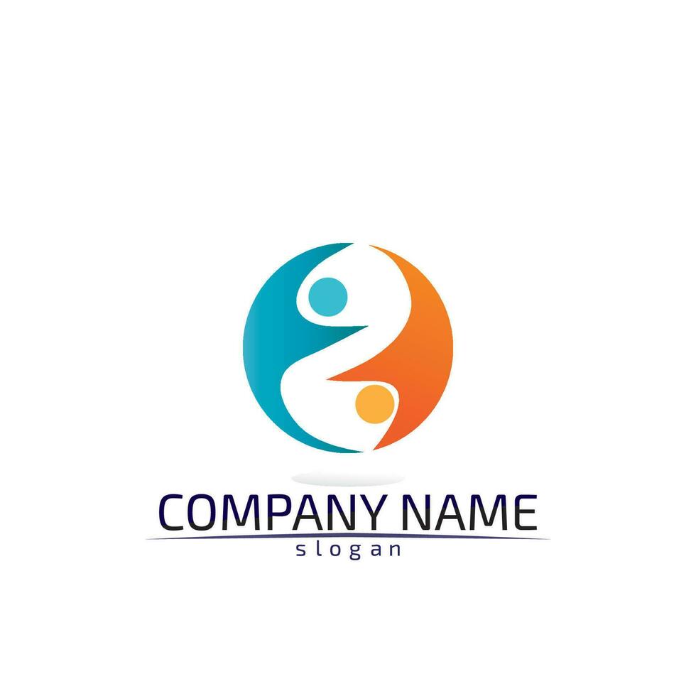 Community Care Logo People Icons In Circle Vector Concept