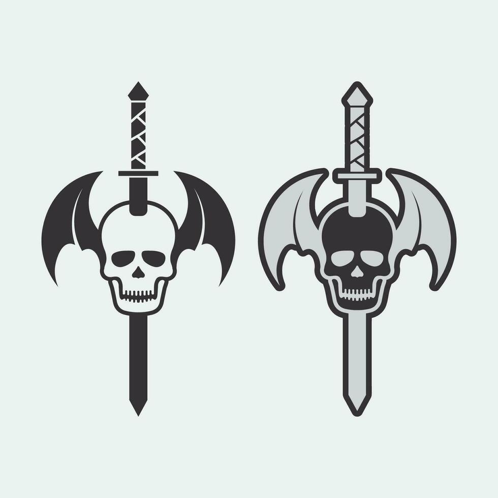 skull and bones icon logo design vector graphic illustration symbol