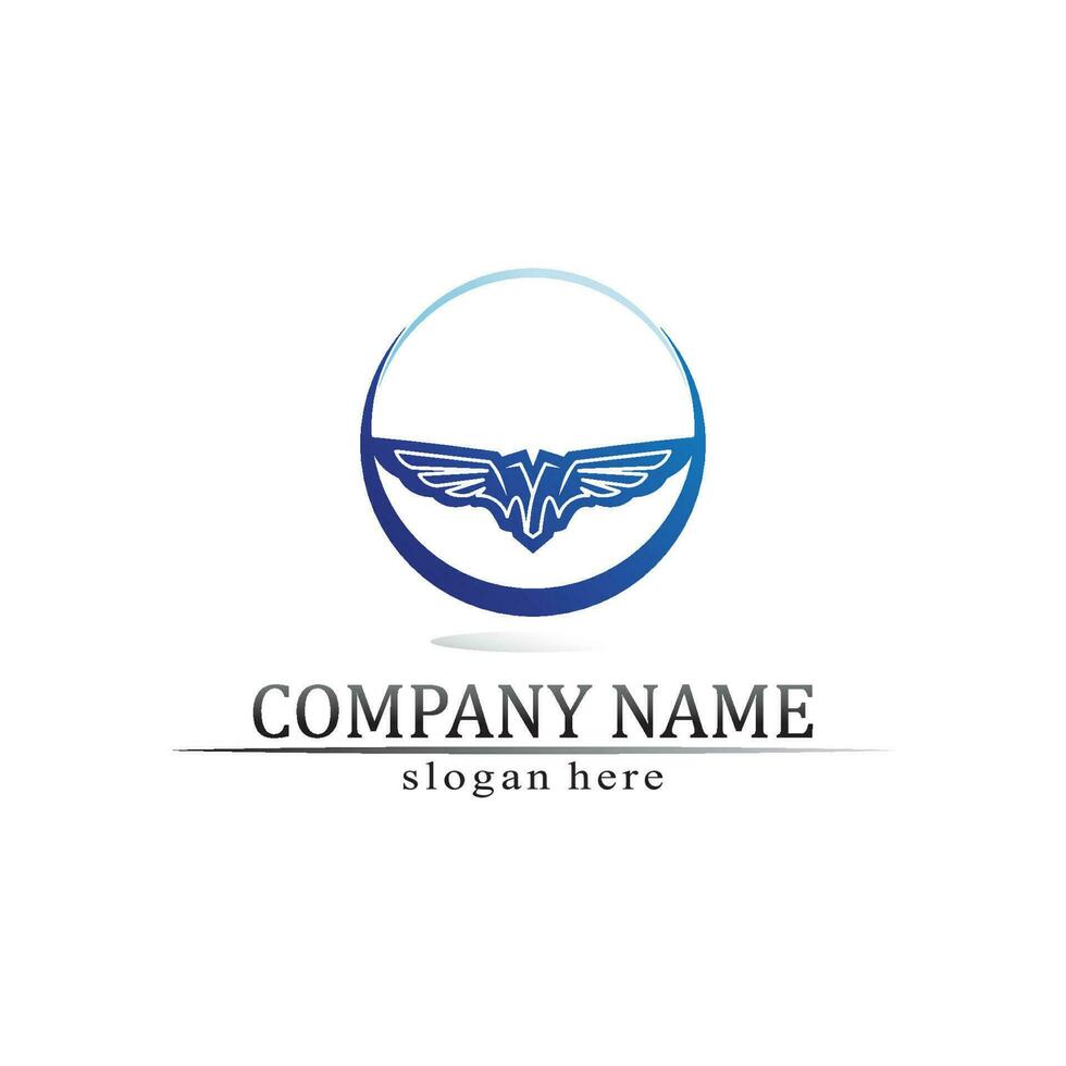 Wings logo Business and design animal wings Vector fast bird symbol icon fly