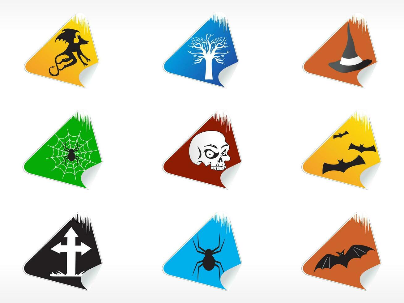 abstract halloween sticker series set vector