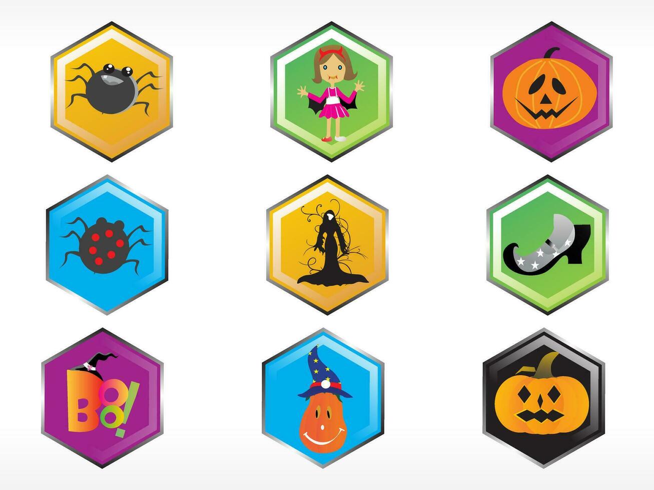 abstract halloween sticker series set vector