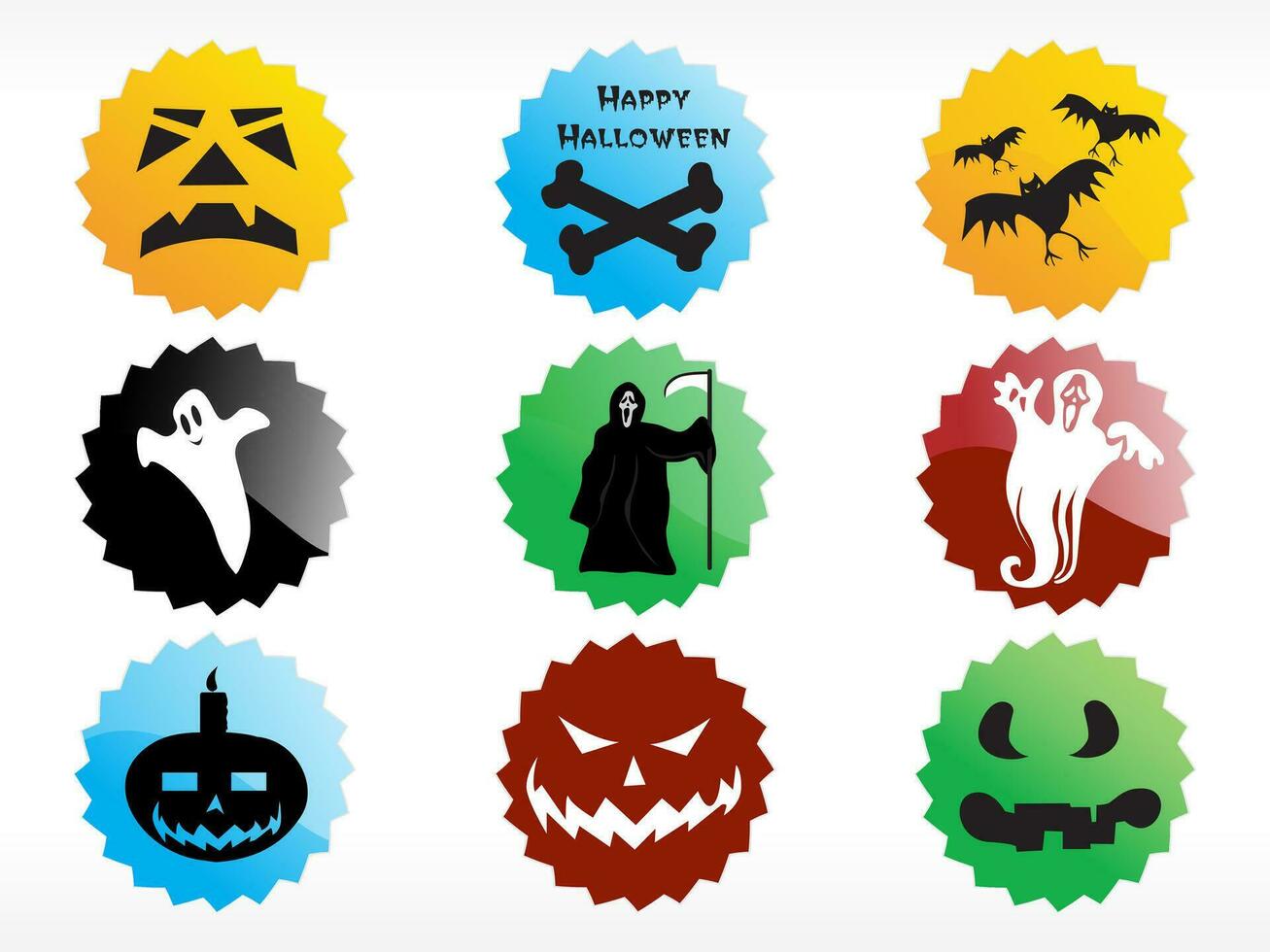 abstract halloween sticker series set vector