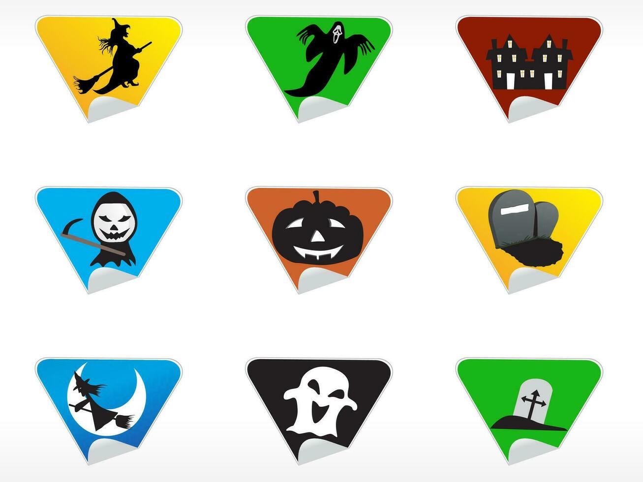 abstract halloween sticker series set vector