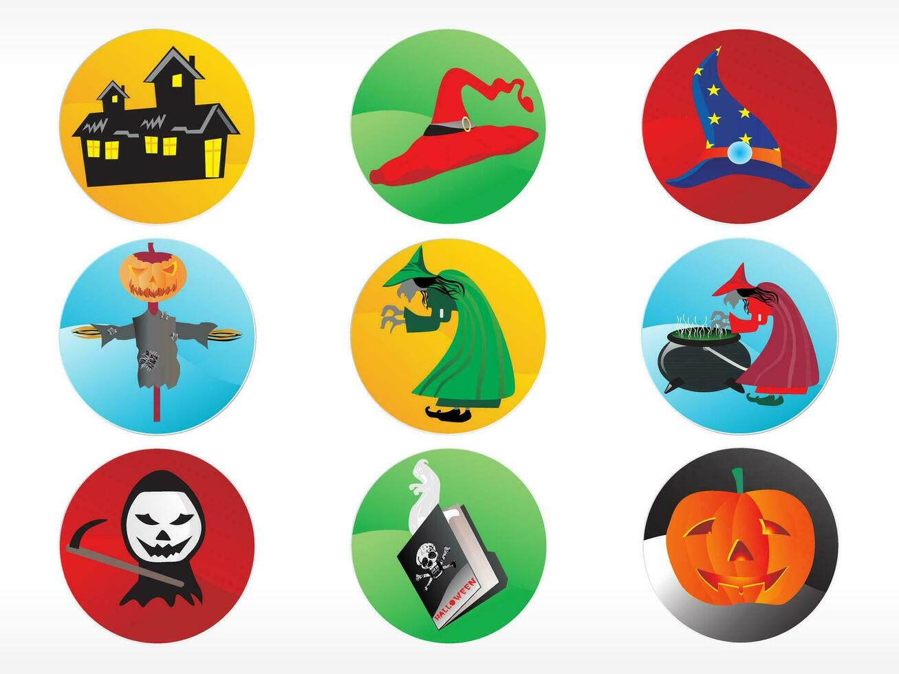 abstract halloween sticker series set vector