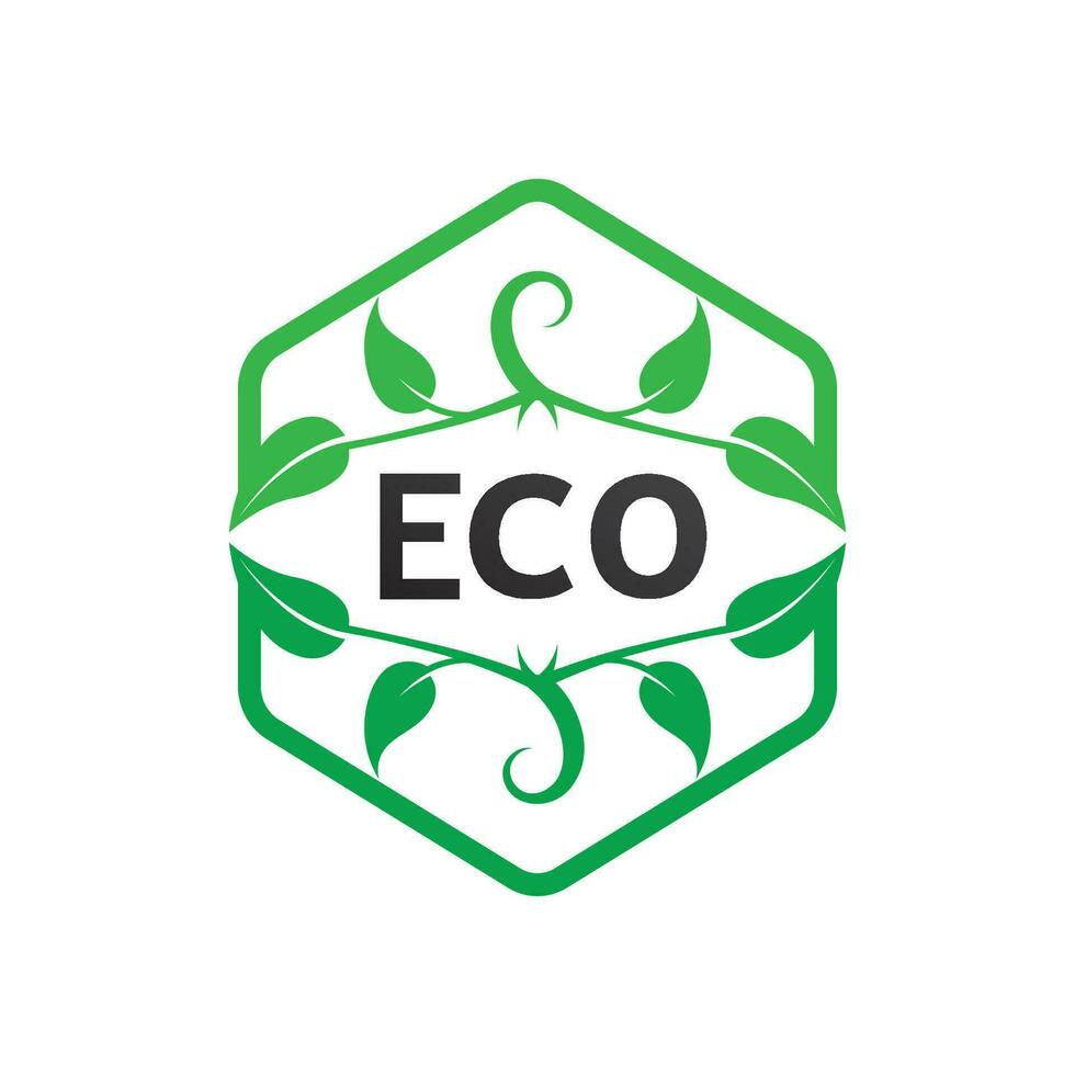 Eco Energy Vector Logo with leaf symbol. Green color with flash or thunder graphic. Nature and electricity renewable. This logo is suitable for technology, recycle, organic.