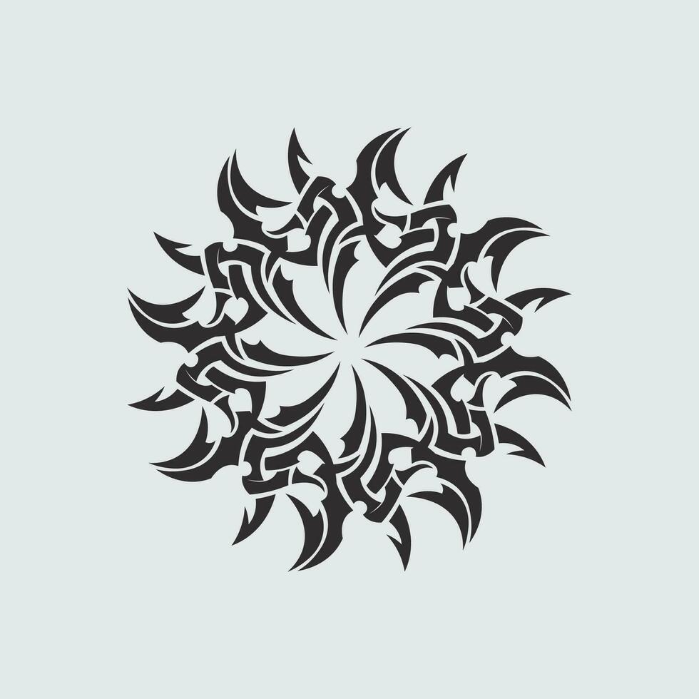 icono de diseño de logotipo vectorial tribal negro y signo tribal vector