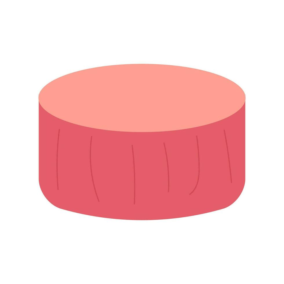 Upholstered furniture for  house,  cozy round pouf. vector