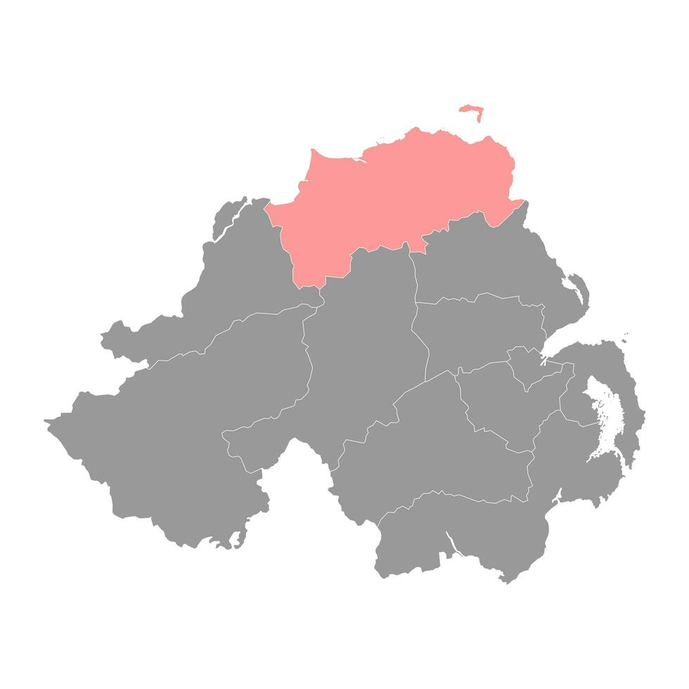 calzada elevada costa y cañadas mapa, administrativo distrito de del Norte Irlanda. vector ilustración.