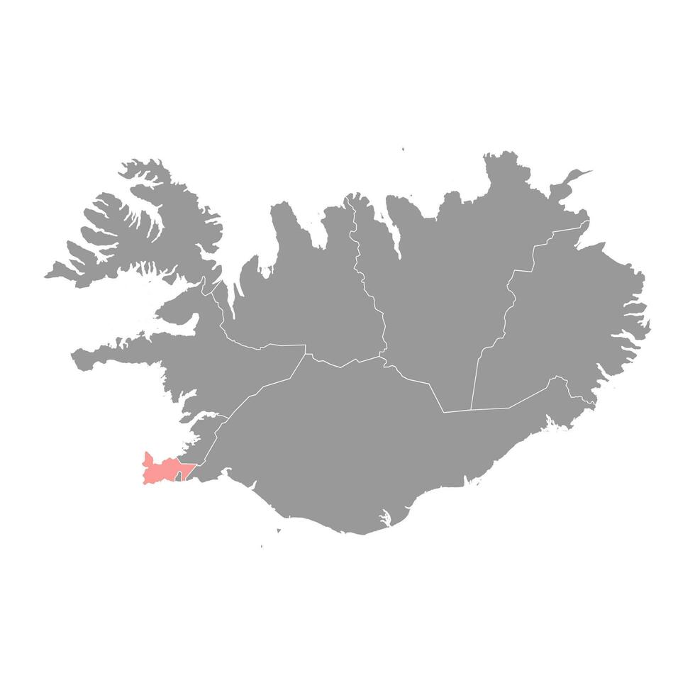 del Sur península mapa, administrativo distrito de Islandia. vector ilustración.