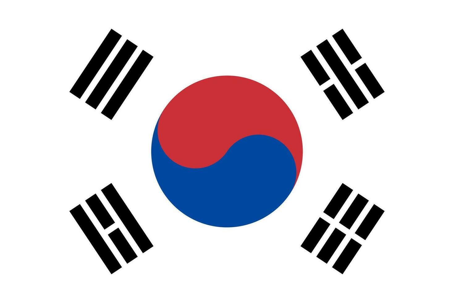 South Korea flag, official colors and proportion. Vector illustration.