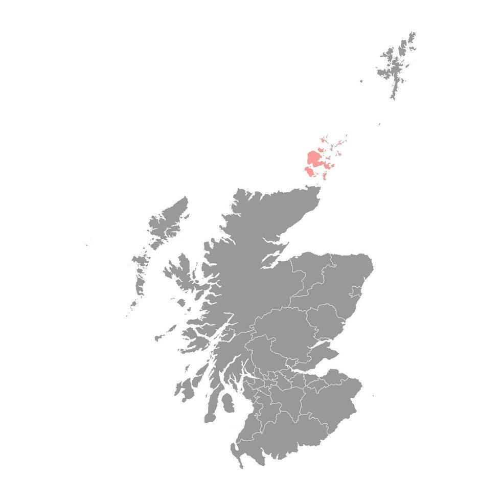 Orkney mapa, Consejo zona de Escocia. vector ilustración.