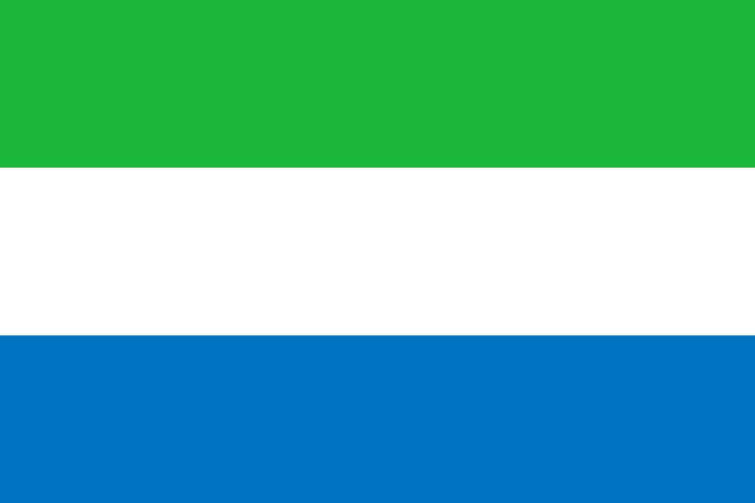 Sierra Leone flag, official colors and proportion. Vector illustration.