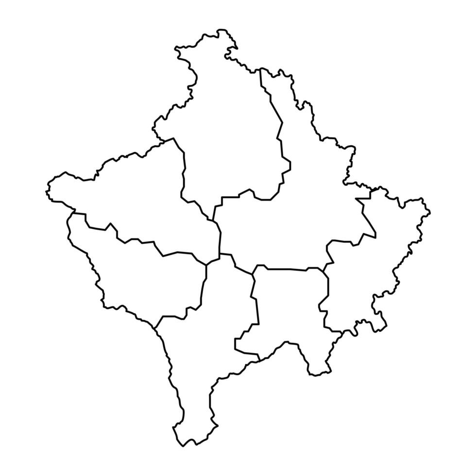 Kosovo mapa con distritos vector ilustración.