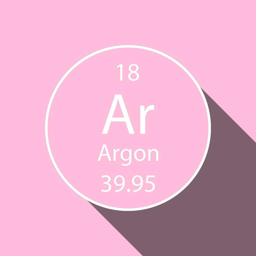 Argon symbol with long shadow design. Chemical element of the periodic table. Vector illustration.