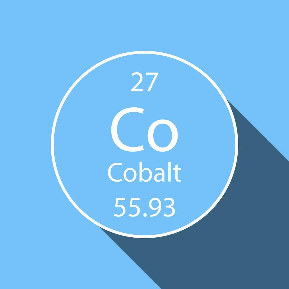 Cobalt symbol with long shadow design. Chemical element of the periodic table. Vector illustration.