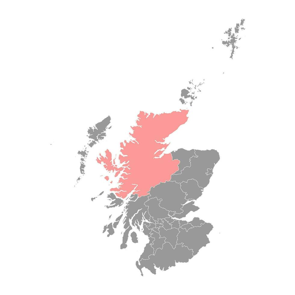 tierras altas mapa, Consejo zona de Escocia. vector ilustración.