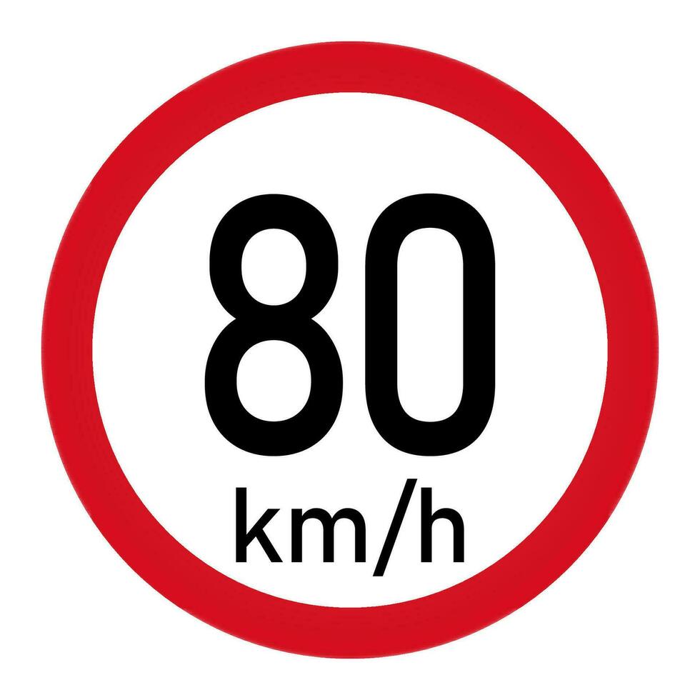 tráfico señales restringir velocidad a 80 kilómetros por hora. máximo velocidad límite a 80 km por hora. vector