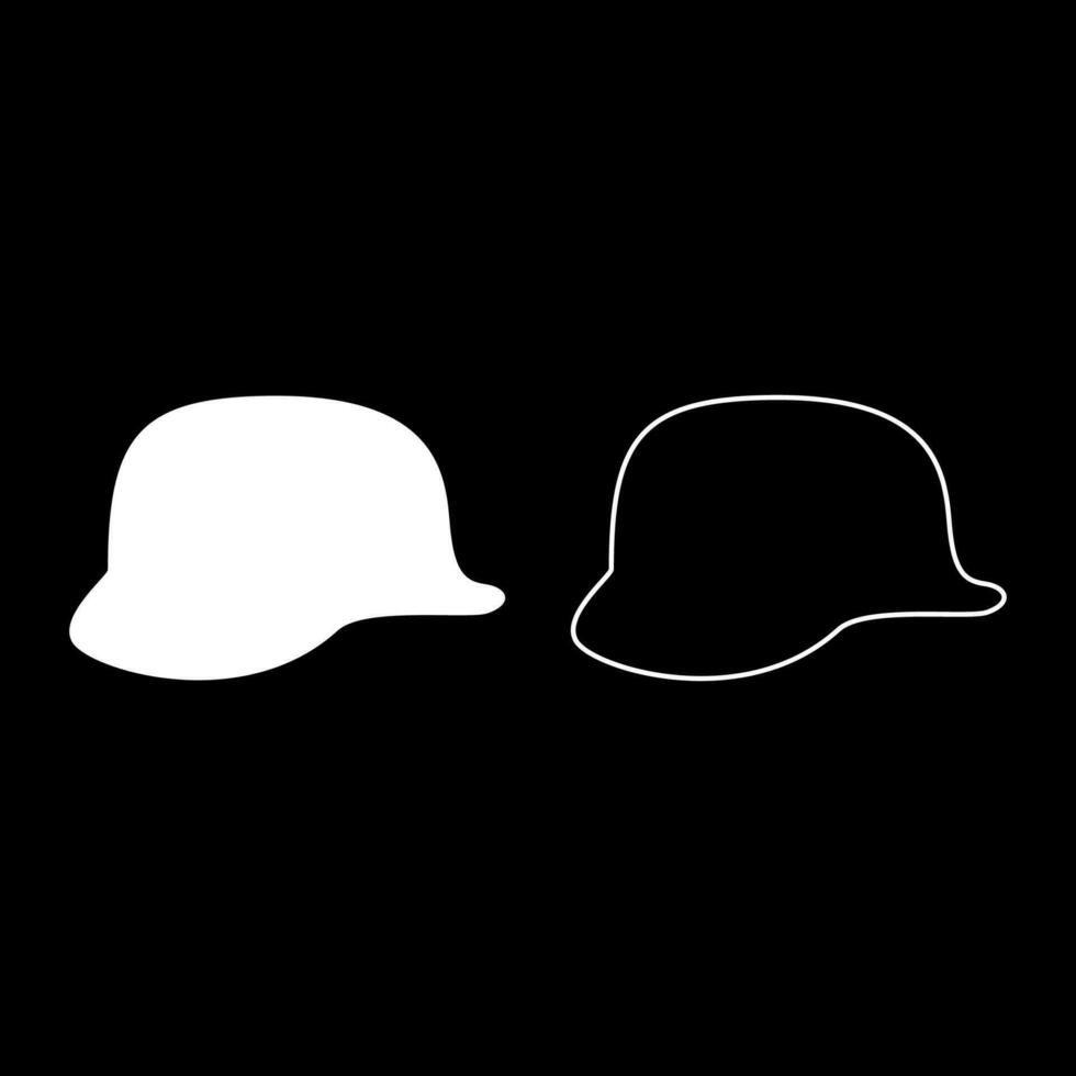 alemán casco de mundo guerra dos 2 stahlhelm ww2 conjunto icono blanco color vector ilustración imagen sólido llenar contorno contorno línea Delgado plano estilo