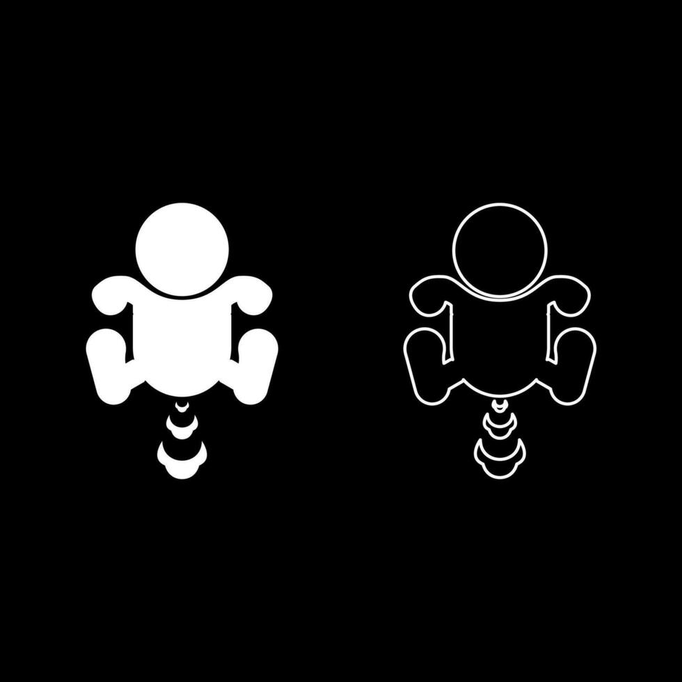 Child farts puffing set icon white color vector illustration image solid fill outline contour line thin flat style