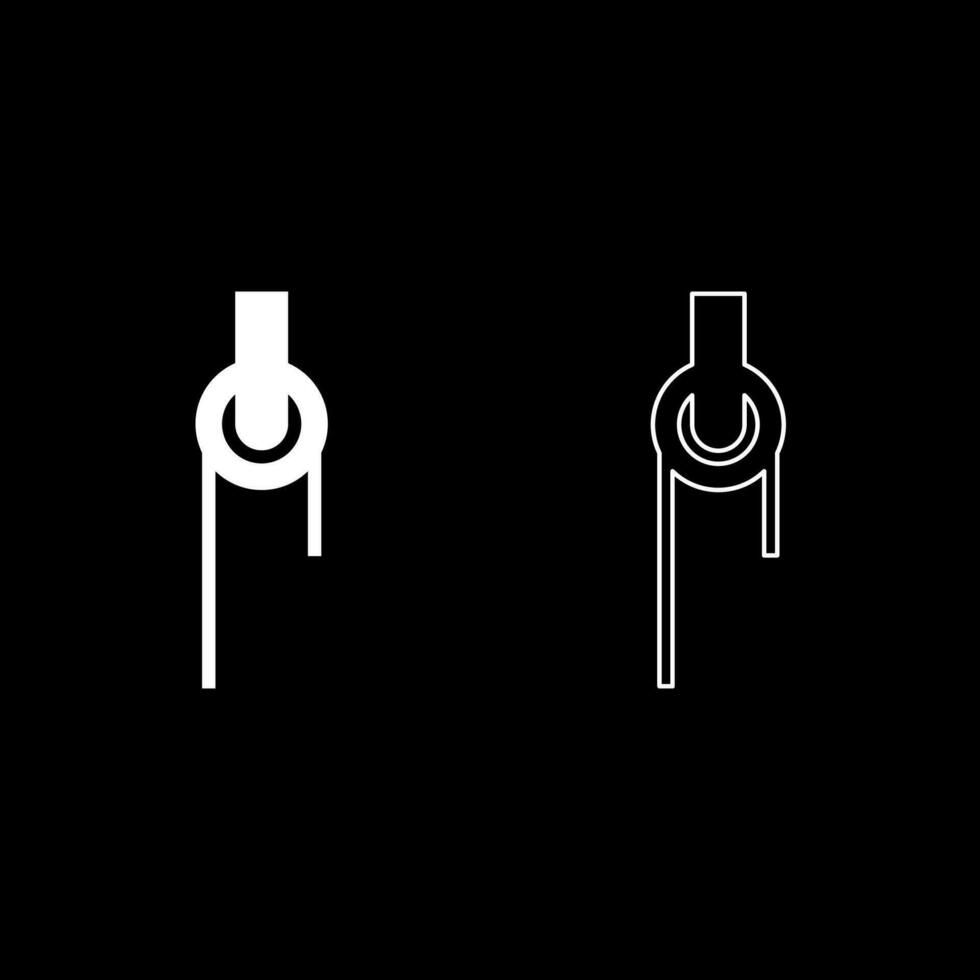 Winch with cord pulley construction climbing block equipment sheave set icon white color vector illustration image solid fill outline contour line thin flat style