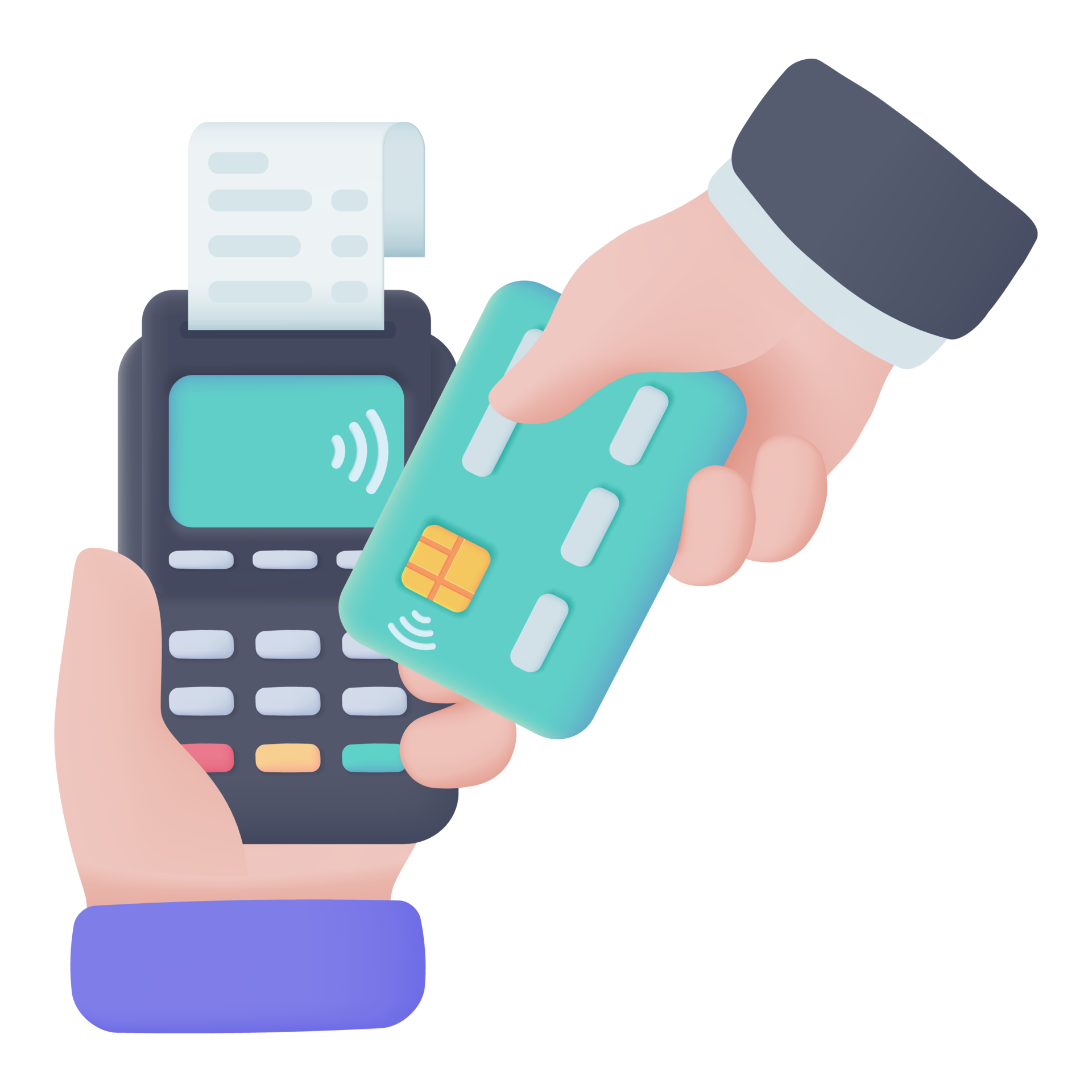 Credit card swipe machine 3D icon. online payment by credit card Cashless society. 3d