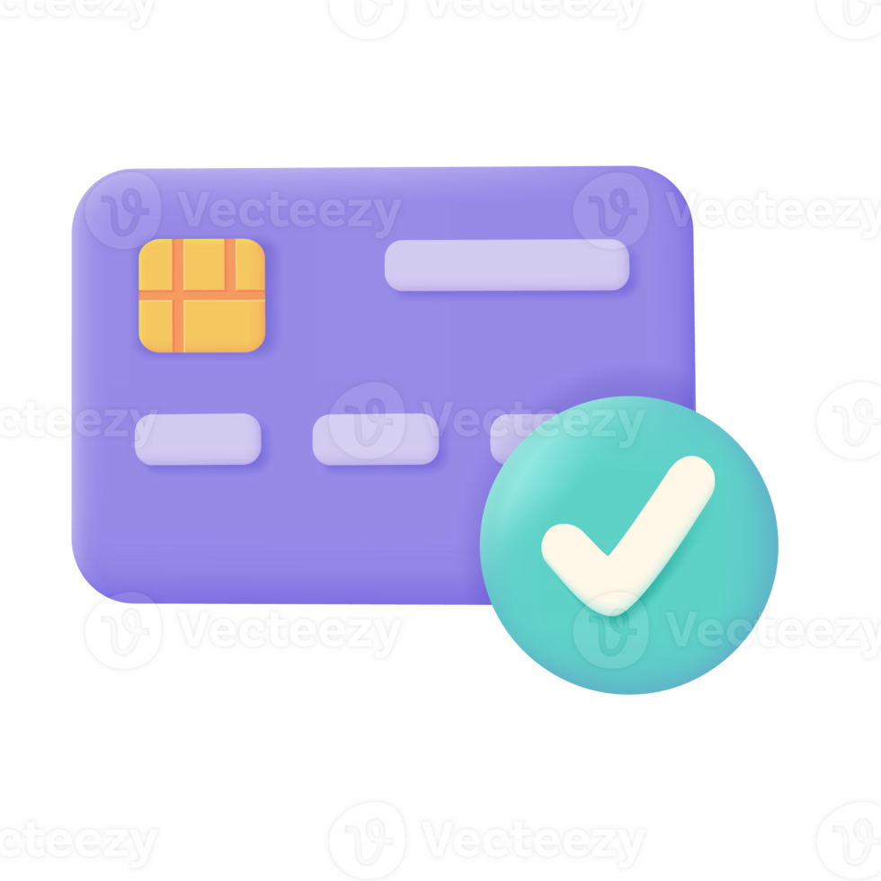 Credit card 3d icon. Online payment cashless society Secure payment by credit card. 3d illustration png