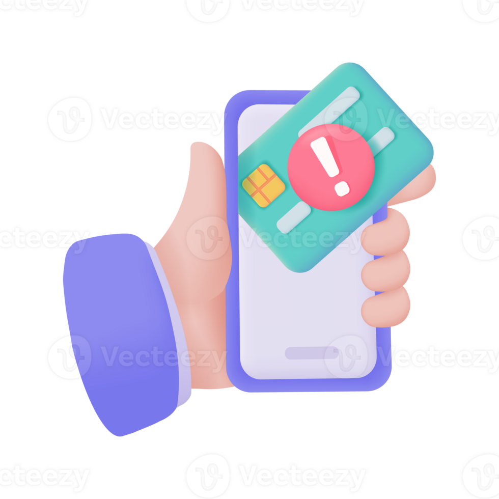 Hand holding a phone. online payment by credit card cashless society Scan QR code to pay online. 3D illustration. png