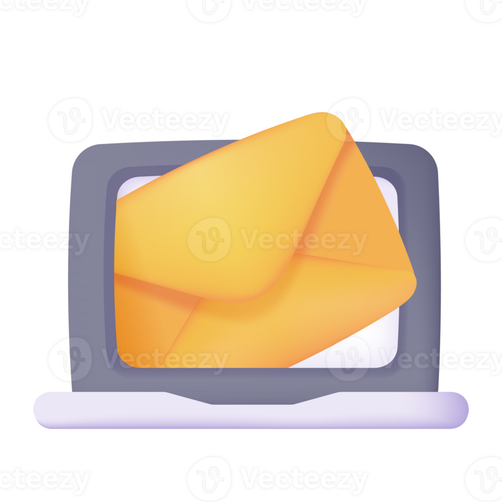 3D e-mail jump off the computer screen Internet messaging concept for news alerts png