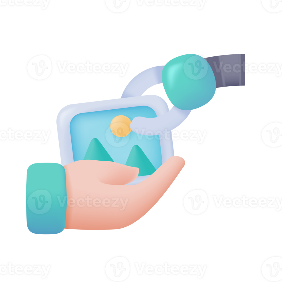Robotic hand supports human work The concept of collaboration with robots. 3D illustration png