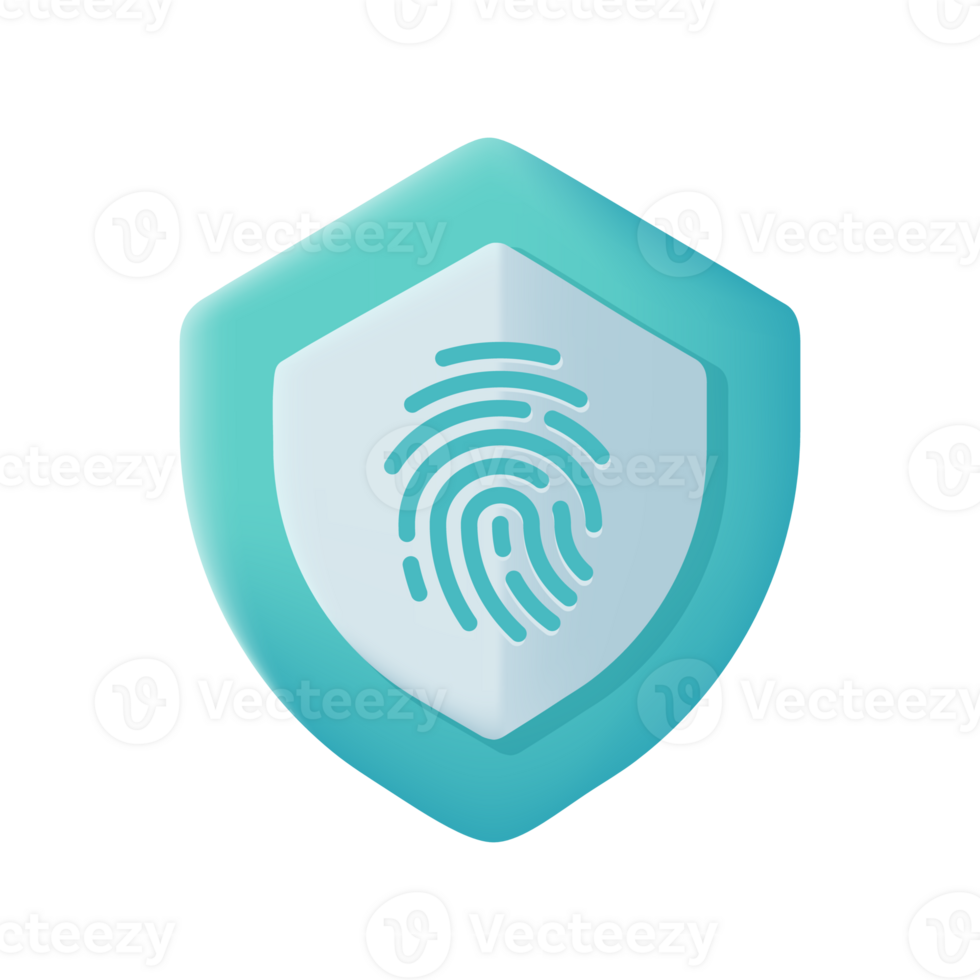 3d shield finger scanner icon. Security concept. Password. Money protection from crooks. 3d illustration png